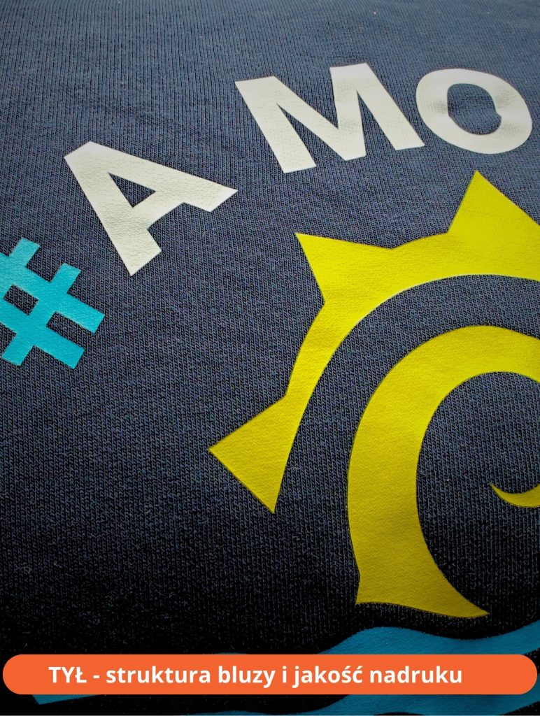 Bluza granatowa, struktura i jakość materiału. TYŁ